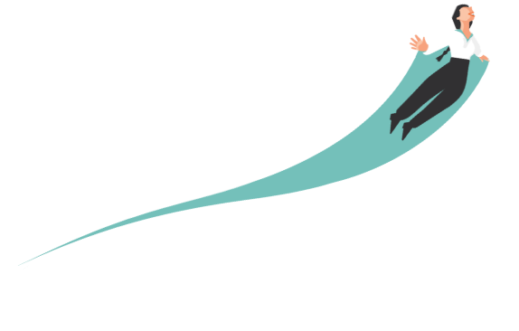 brunette woman flying drawing